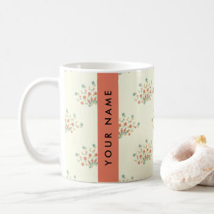 Blue and Red Flowers, Red, Your Name Coffee Mug