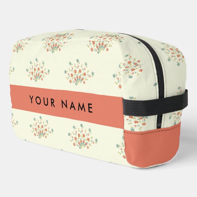 Blue and Red Flowers, Red, Your Name Dopp Kit (Left Corner)
