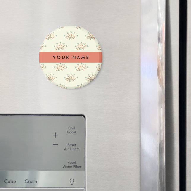 Blue and Red Flowers, Red, Your Name Magnet (In Situ (Fridge))