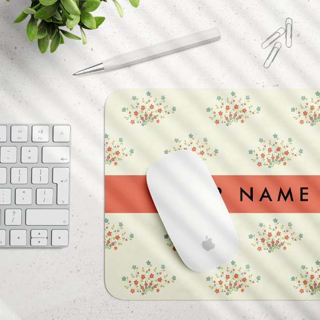 Blue and Red Flowers, Red, Your Name Mouse Mat (Creator Uploaded)