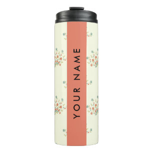 Blue and Red Flowers, Red, Your Name Thermal Tumbler
