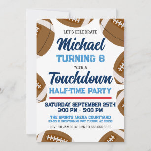 Blue and Red Football Team Birthday Party Invitation