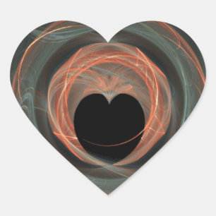 Blue and Red Fractal Art Encircled Heart Heart Sticker