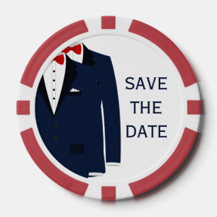 Blue And Red Gay Save The Date Poker Chips