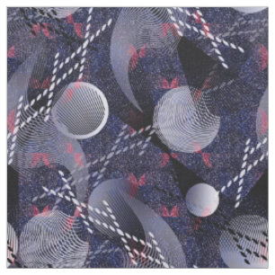 Blue and red geometric abstraction. fabric