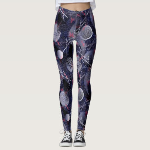 Blue and red geometric abstraction. leggings
