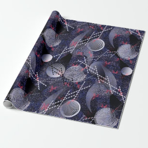 Blue and red geometric abstraction. wrapping paper