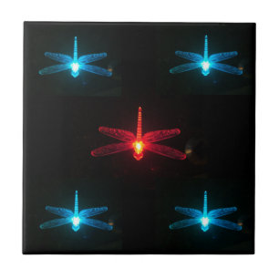 Blue and Red Glowing Dragonflies tile