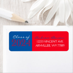 Blue and Red Graduation Return Address Labels