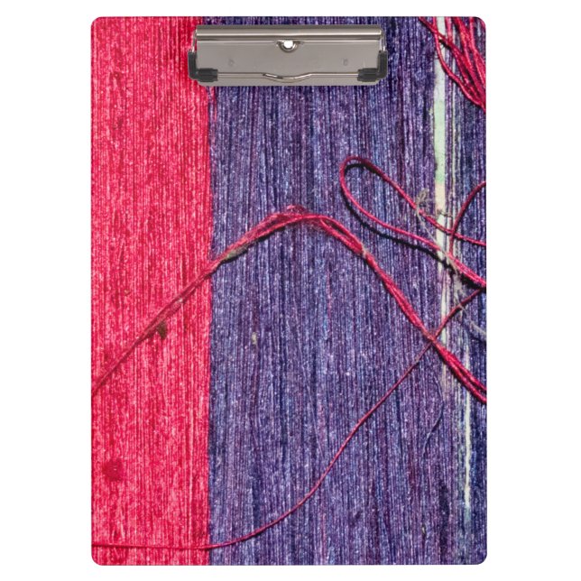 Blue and Red Handmade Thai Silk Clipboard (Front)