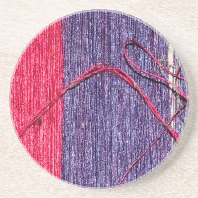 Blue and Red Handmade Thai Silk Coaster (Front)