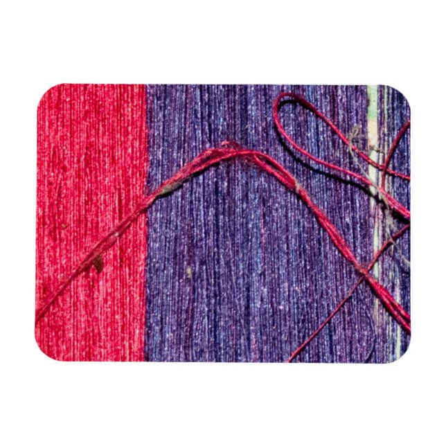 Blue and Red Handmade Thai Silk Magnet (Horizontal)