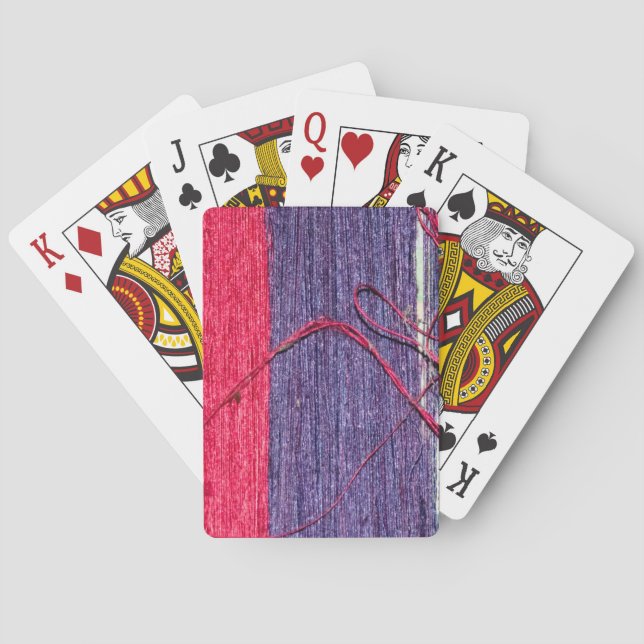 Blue and Red Handmade Thai Silk Playing Cards (Back)