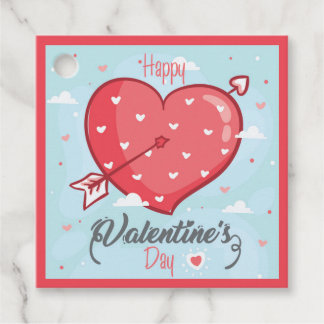 Blue and Red Happy Valentine's Day Favour Gift Tag