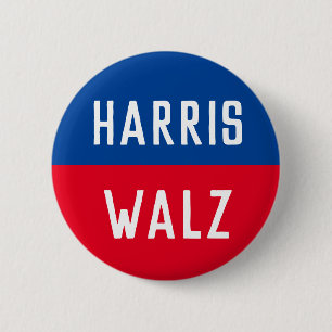 Blue and Red Harris Walz Campaign 6 Cm Round Badge
