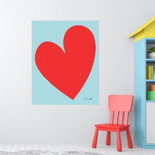 Blue and Red Heart Boy's Room Poster