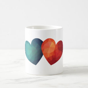 Blue and red heart pair modern hitech coffee mug