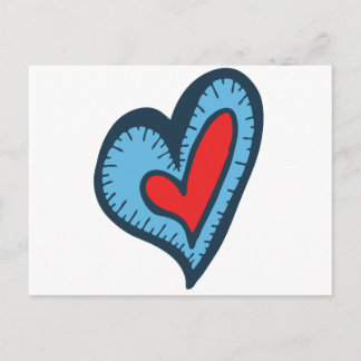 Blue and Red Heart Postcard