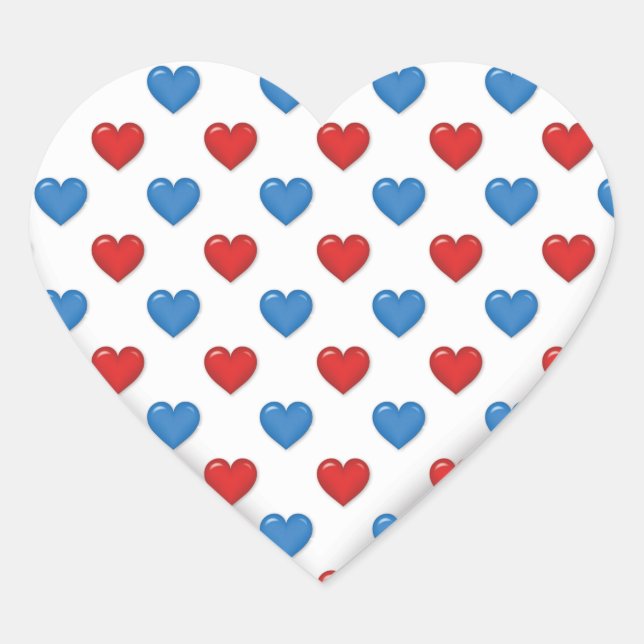 Blue and Red Heart Shape Heart Sticker (Front)