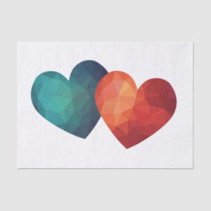 Blue and red heart together tissue paper