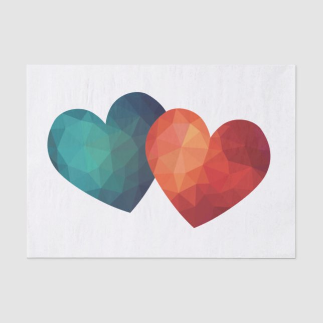 Blue and red heart together tissue paper (Front)