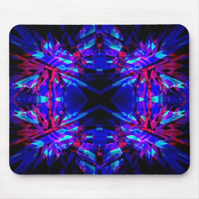 Blue and red kaleidoscope pattern mouse mat (Front)