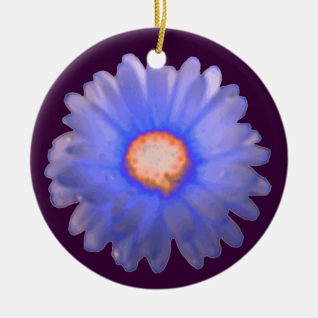 Blue and Red Marigold Custom Birthday Pendant Ceramic Tree Decoration (Front)