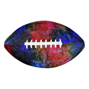 Blue and red material skinned with 'oil paint' american football