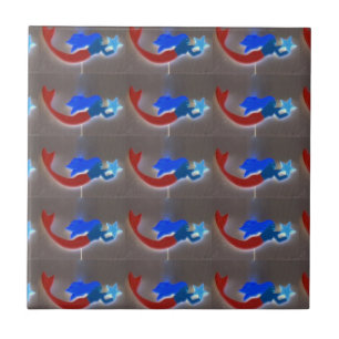 blue and red mermaids tile