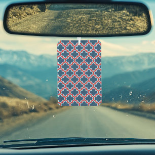 Blue and Red Moroccan Trellis, Lattice, Quatrefoil Car Air Freshener