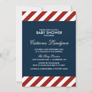 Blue and Red Nautical Baby Shower Invitation