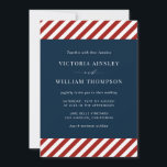 Blue and Red Nautical Stripes Wedding Invitation<br><div class="desc">Red and white diagonal stripes wedding invitation. Simple yet modern invitation perfect for nautical themed weddings. 


com 
 



 



 


com.</div>