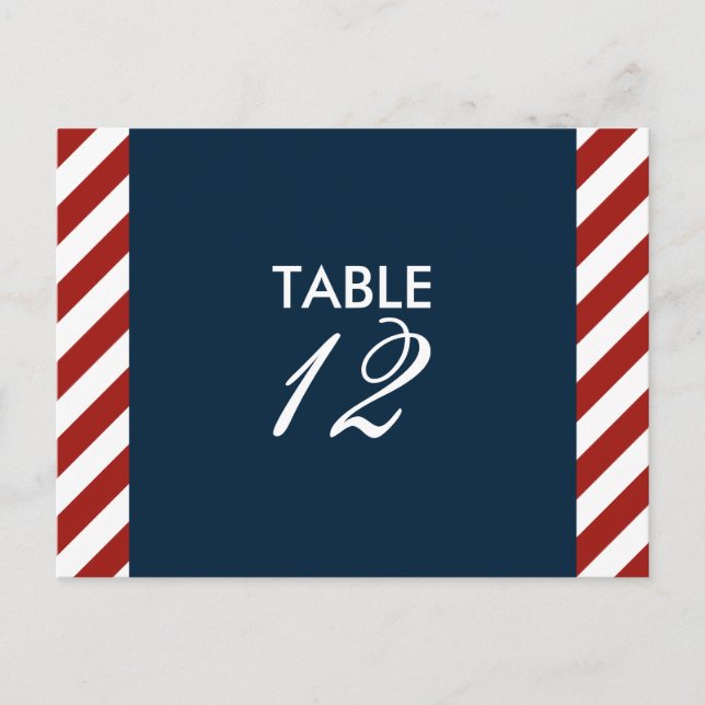 Blue and Red Nautical Table Number Postcard (Front)