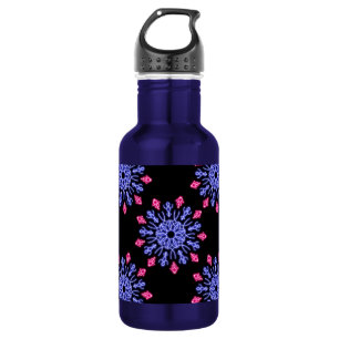 Blue and red neon flower 532 ml water bottle