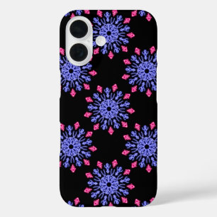 Blue and red neon flower iPhone 16 case