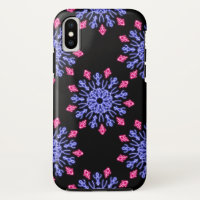 Blue and red neon flower