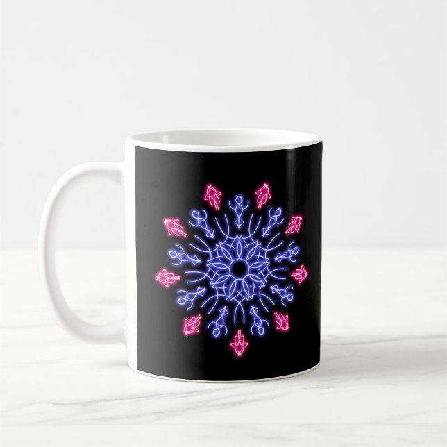 Blue and red neon flower coffee mug (Left)