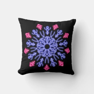 Blue and red neon flower cushion