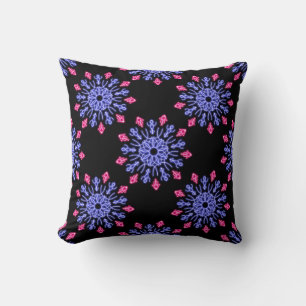 Blue and red neon flower cushion