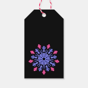 Blue and red neon flower gift tags