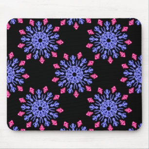 Blue and red neon flower mouse mat
