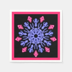 Blue and red neon flower napkin
