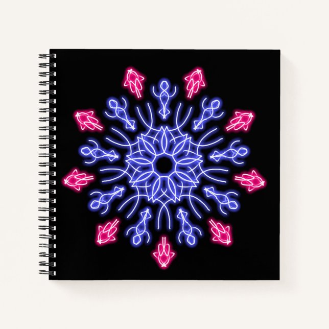 Blue and red neon flower notebook (Front)
