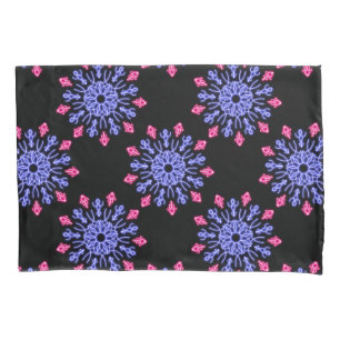 Blue and red neon flower pillowcase