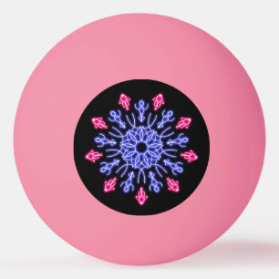 Blue and red neon flower ping pong ball
