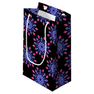 Blue and red neon flower small gift bag