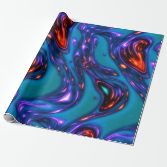Blue and Red Neon Liquid Abstract Art Leggings