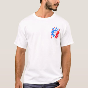 Blue and Red Paintball Splatter and Mascot T-Shirt