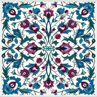 Blue and Red Patterned Tile Notebook