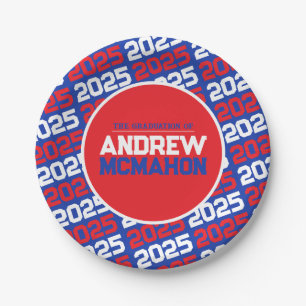 Blue and Red Personalised Graduation Paper Plate